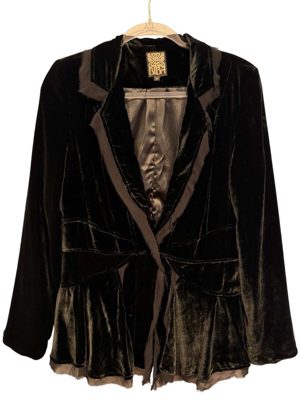 Biba Gothic Black Velvet Peplum Blazer Jacket Whimsigoth
